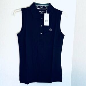Tory Burch Sport Navy Performance Pique Sleeveless Polo NWT 17197